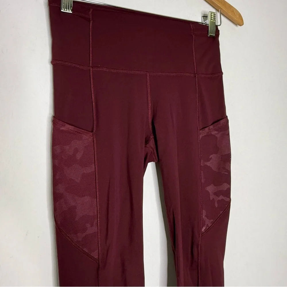 Lululemon Invigorate High-Rise Tight 25” – Burgundy Camo Mesh – Size 4
